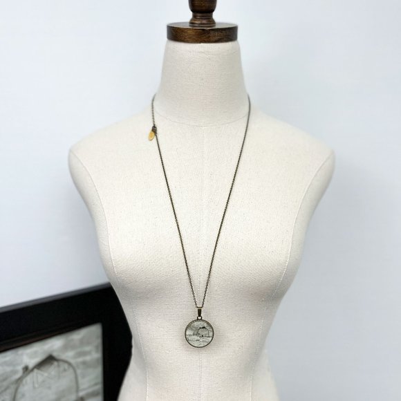 Country Life Barn Landscape Necklace / Handmade Wearable Art Pendant - Picture 7 of 11